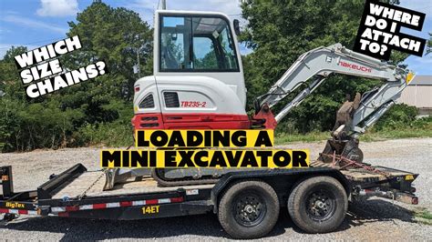 how to tie down a mini excavator on a trailer|mini ex trailer loading instructions.